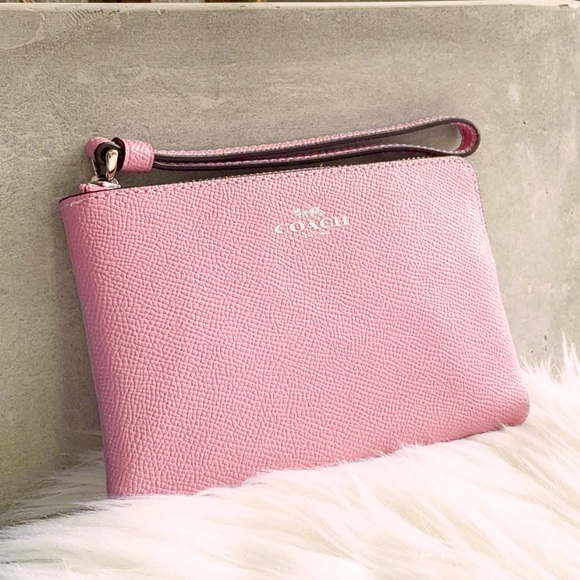 Coach Tulip Pink Corner Zip Wristlet - Picture 1 of 6